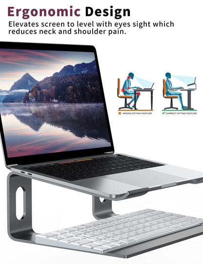 ALASHI Laptop Stand for Desk, Aluminum Computer Riser, Ergonomic Notebook Holder, Detachable Metal Laptops Elevator