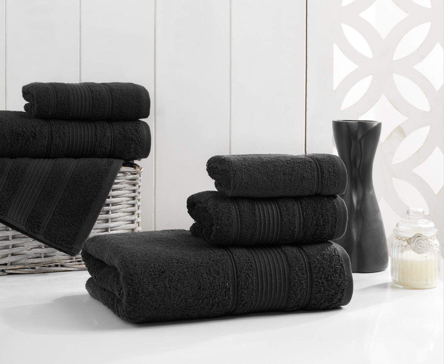 Qute Home 4-Piece Bath Towels Set, 100% Turkish Cotton Premium Quality Towels for Bathroom, Quick Dry Soft and Absorbent Turkish Towel