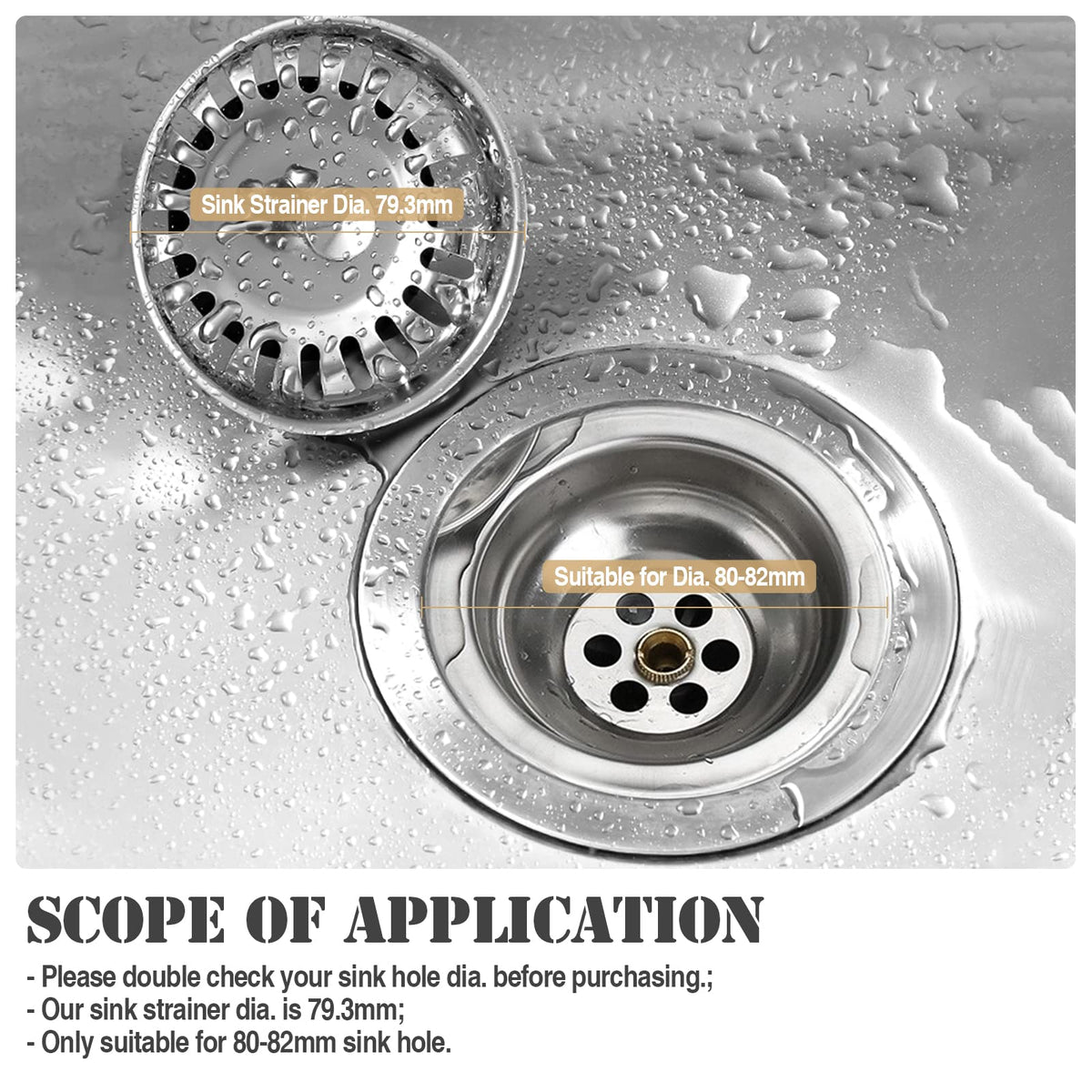 2 Pack Kitchen Sink Strainer Plug, Stainless Steel Push Style Plug for Sink Drainer Waste Plug Basket Strainer and Plug Replacement for Kitchen Sink