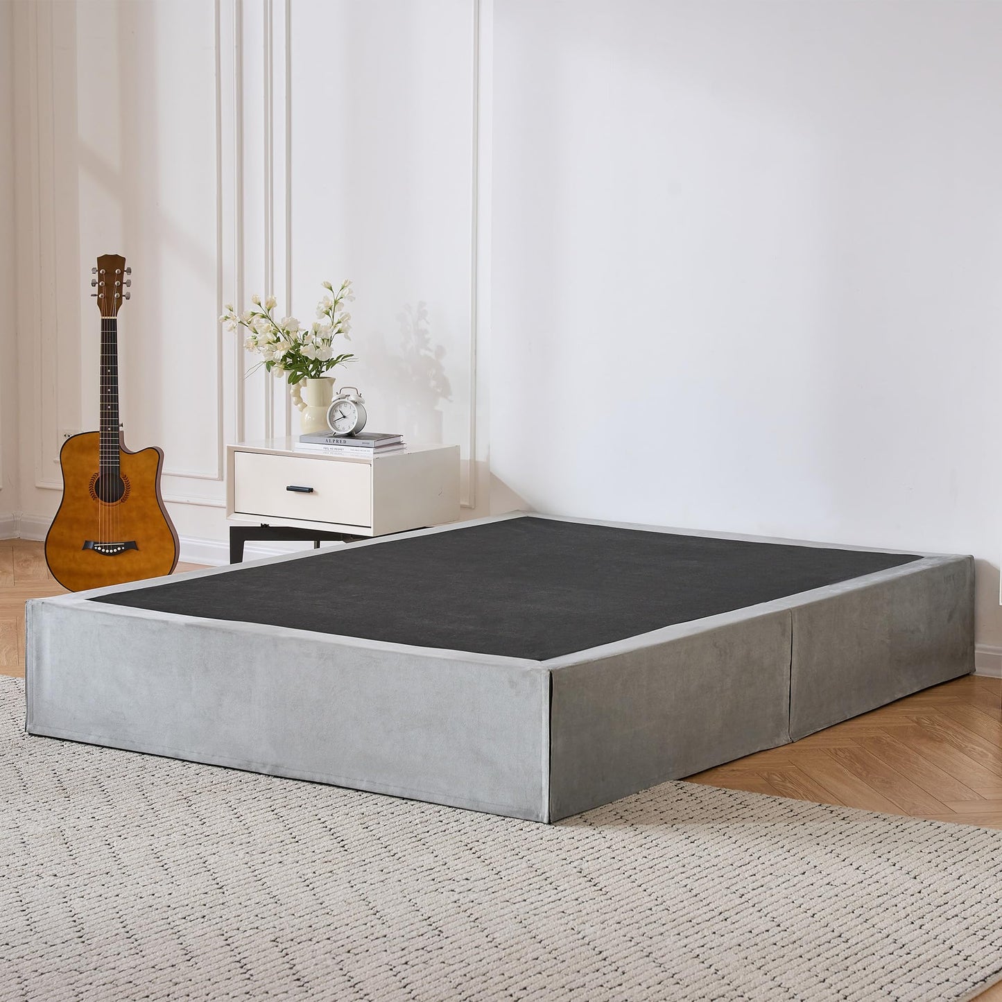 SANA SLEEP Single Metal Divan Bed – 3FT – (Grey) -Storage Durable Frame for Compact Rooms with a Modern Design for Comfortable Spaces – No Mattress