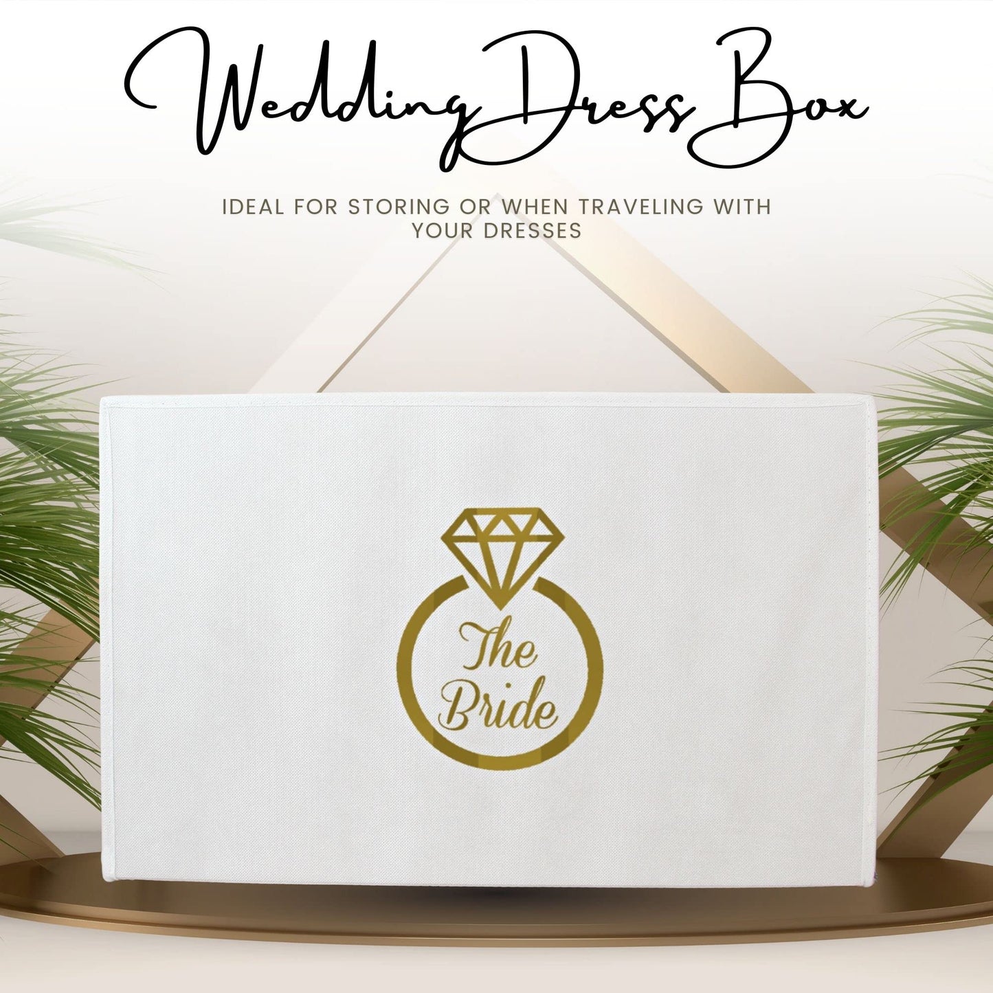 Hoesh UK - White Medium Wedding Dress Box With Lid & Acid Free Tissue - Bridal Gown Storage, Under Bed Clothes Organizer.