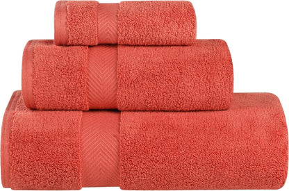 Superior Collection 100% Zero Twist Cotton Super Soft and Absorbent 3-Piece Towel Set, Brick