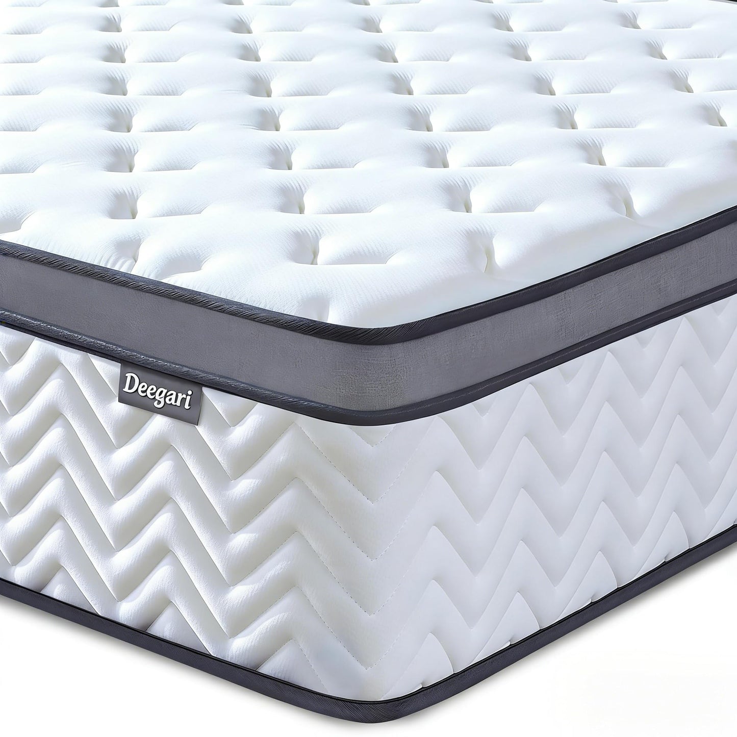Deegari 10 Inch Small Double Size Mattress in a Box, Hybrid Cooling Gel Memory Foam & Pocketed Coils, Medium Firm, Pressure Relief, Motion Isolation