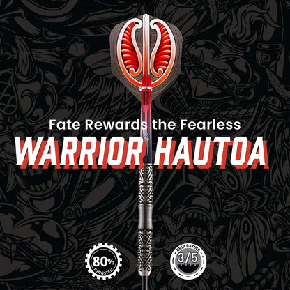 Shot! Darts Warrior Hautoa Steel Tip Dart Set Centre Weighted 80% Tungsten Barrels 26gm