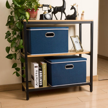 Prandom Storage Boxes with Lids Large,Collapsible Linen Fabric Storage Box,Decorative Bins,Really Useful Box,Clothing