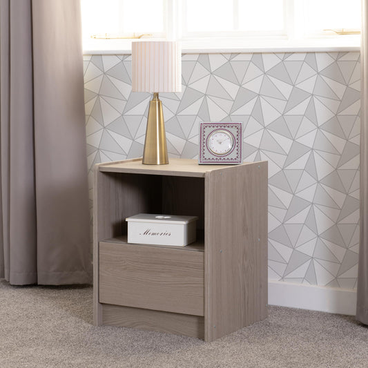 Seconique Paris 1 Drawer Bedside in Smoked Ash Effect
