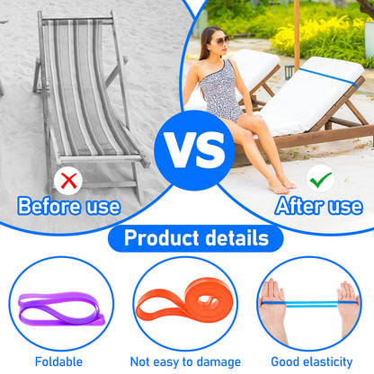 ElevateTech Beach Towel Bands for Sun Loungers, 10 Pcs Elastic Sunbed Towel Bands for Beach Chair Towel Clips Windproof Towel Holder Strap Beach