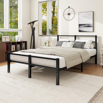 MOFLUT 4ft6 Double Bed Frame with Headboard, Metal Slats Support Platform Bed Frames Double Bed with Storage Under Bed