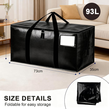 Zandrix 95L Waterproof Storage Bags Moving Boxes Bags with Lids - 4 Pack
