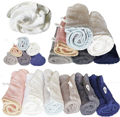 LLAMAXY 100% Pure Organic Cotton Hair Towel - Quick Twist Rapid Dry Turban Cap for Adults and Children - 3 Pack Pink