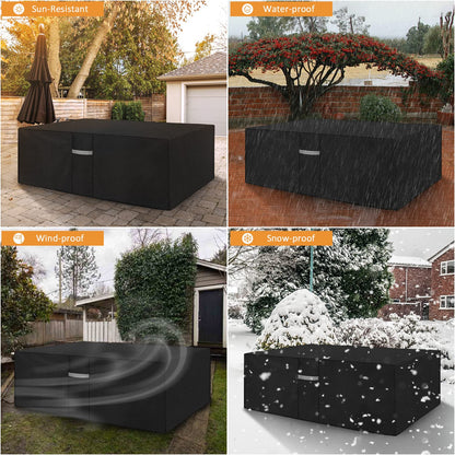 Dokon 7ft Pool Table Cover with Air Vent, Waterproof, Windproof, Anti-UV, Heavy Duty Rip Proof 600D Oxford Fabric Billiard Snooker Table Cover, Garden