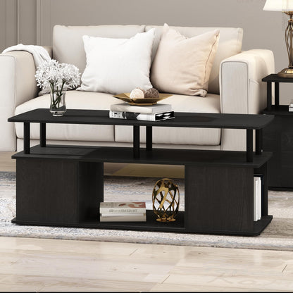 Furinno JAYA TV Stand, Entertainment Center, TV Console for TV up to 50 Inch with Open Storage Compartment, for Living Room, Bedroom, Black