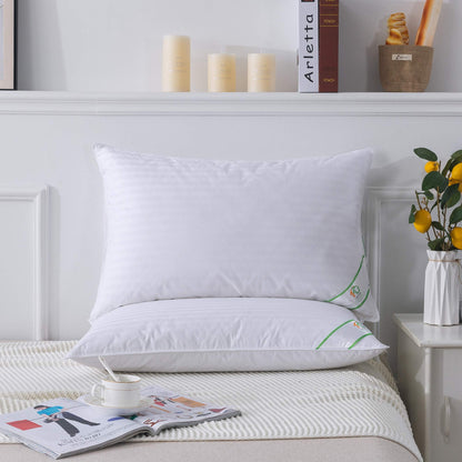 SUFUEE Luxury Goose Feather and Down Pillow Pair with 100% Cotton Cover (Standard(50% Down))