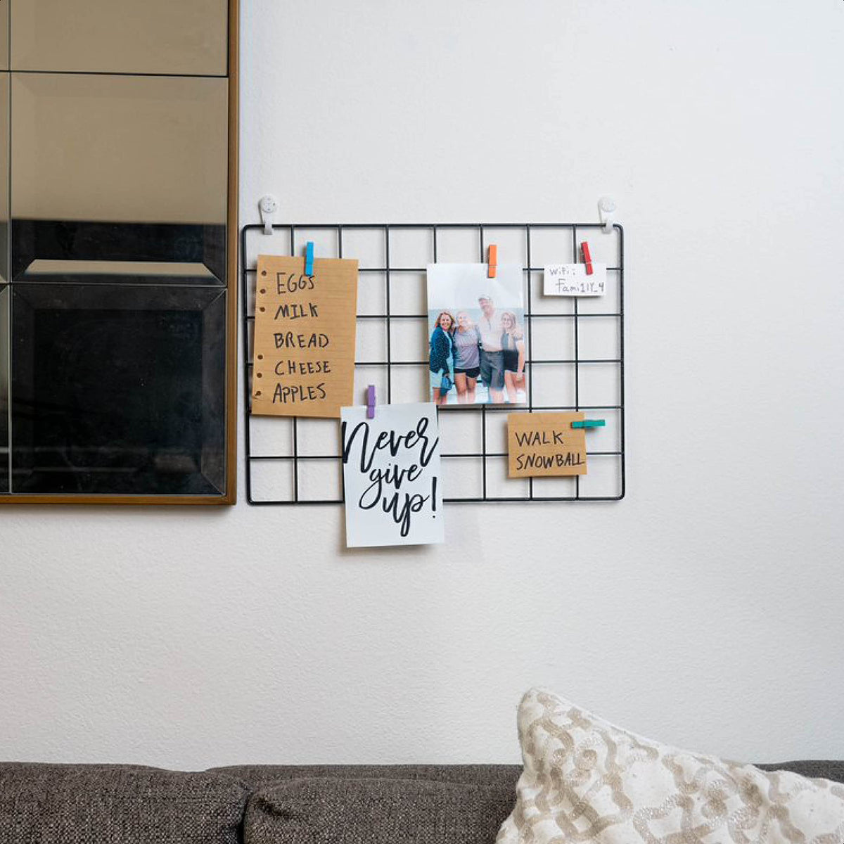 1 Pack Wire Wall Grid Panel | Hanging Home, Office & Kitchen Décor | Mesh Storage Organizer & Picture Frame | Wire Notice Board | Memo & Photo Board