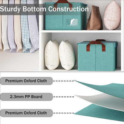 AARAINBOW Wardrobe Clothes Storage Box with Lid & Handle, 4 Pcs Fabric Storage Boxes with Metal Frame