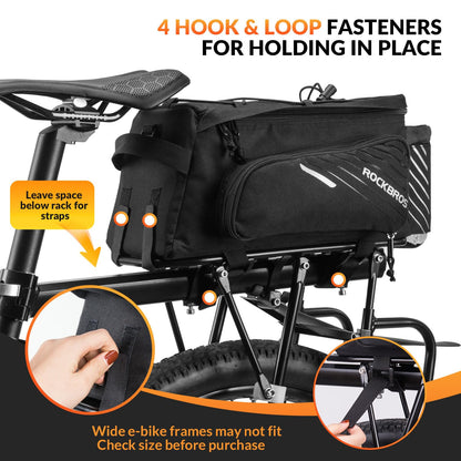 ROCKBROS Bike Pannier Bag Rear Seat Trunk Bag Bicycle Rack Rear Carrier Bag Commuter Shelf Bag Large Capacity Luggage Bag Multifunction with Rain