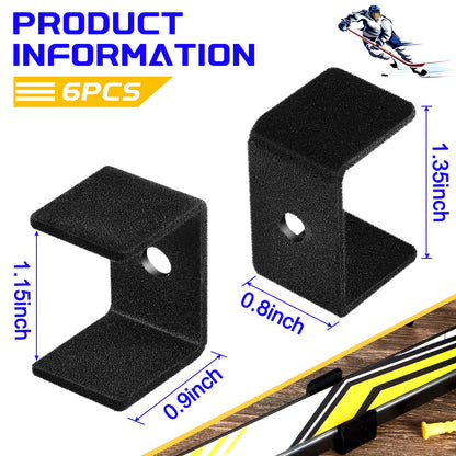Dunzy 6 Pcs Black Hockey Stick Wall Mount Display Holder Display Hanger Ice Hockey Stick Mount for Wall Bracket for Home Office Storage Organizer
