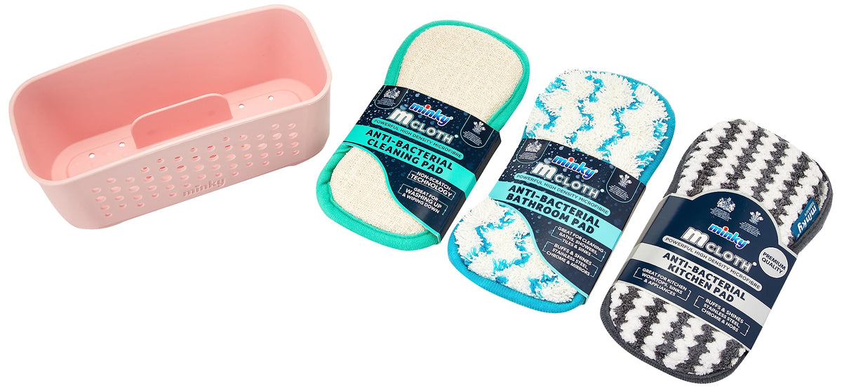 Minky Pink M Cloth Storage Basket Set
