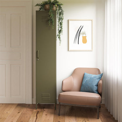 DHP Furniture Bradford Single Metal Storage Cabinet Olive Green