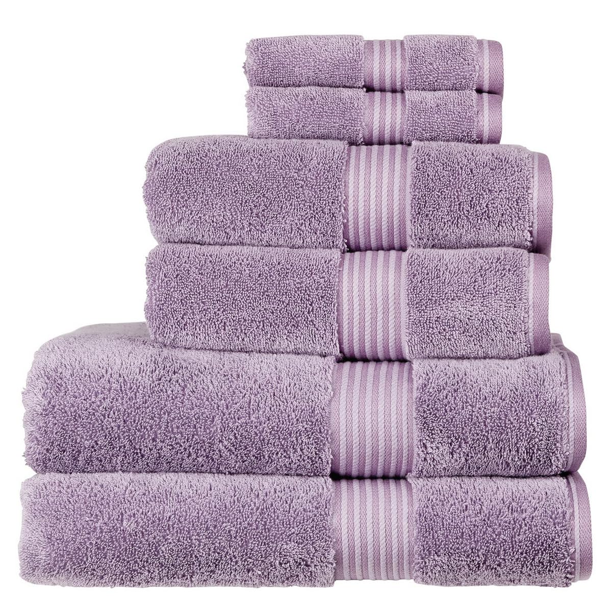 Christy Supreme Hygro 6 Piece Towel Set | Lavender Purple | 100% Luxury Supima Cotton | Ultra Soft | Super Absorbent | 650GSM | 2 Bath Towels 2 Hand