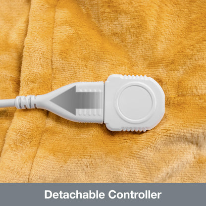 Purus Gold Heated Throw Electric Blanket, 160 x 120cm Heated Blanket Machine Washable Soft Micro Fleece Electric Throw Overblanket with 12HR Timer and