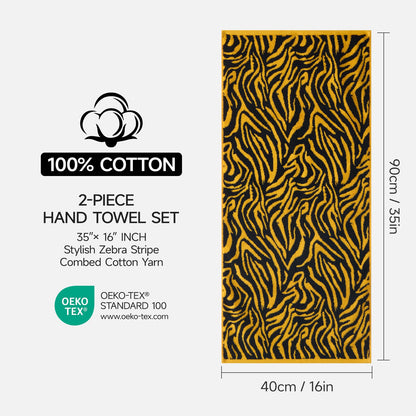 REDKISS 2 Pack Yellow Striped Hand Towels for Bathroom, Great for Daily Use