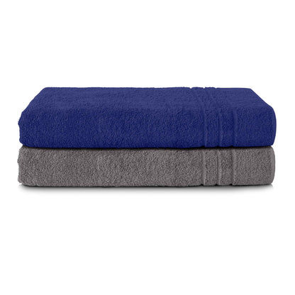 Komfortec Bath Towels, 100% Cotton, Quick Dry, 70x200, Grey & Royal Blue