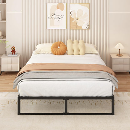Yicensen Double Bed Frame 135x190 cm Metal Platform Bed Double, Noise Free