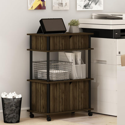 Furinno TURN-N-TUBE Printer Stand with Storage, 4-Tier Printer Stand with Wheels, Large Printer Stand, for CPU, Office Supplies, Home Office