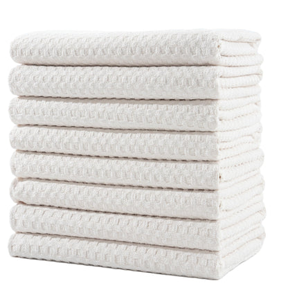 POLYTE 380 GSM Microfibre Waffle Kitchen Tea Towel, 40.6x71.1 cm, 8 Pack