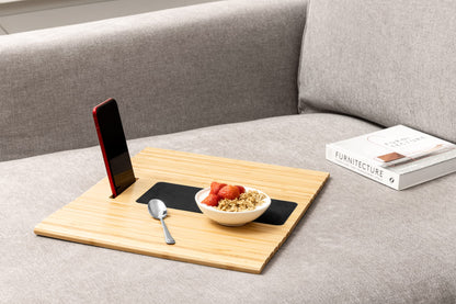 Bamboo Sofa Arm Tray – Anti-Slip, Flexible Sofa Arm Table for All Armrests – Durable Couch Tray with Elegant Design, Natural Color