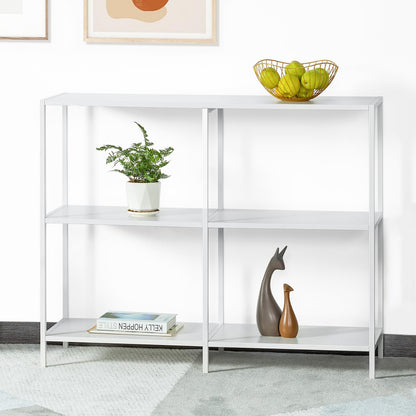 HDANI 100cm Metal Console Table with 3 Tier Strage Shelves,Narrow Entryway Table,Modern Sofa Tables for Entryway, Living Room,Bedroom,White