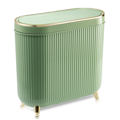 SULIFEEL Bathroom Trash Can with Lid, 3.2 Gallon/12L Green