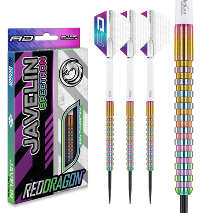 RED DRAGON Javelin Spectron 24 Gram Premium Tungsten Steeltip Darts Set with Dart Flights and Dart Shafts (Stems)