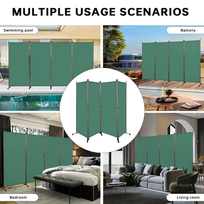 Angel Living 4 Panels Folding Room Divider, Privacy Screen Composed of Polyester Fabric and Sturdy Iron Frame