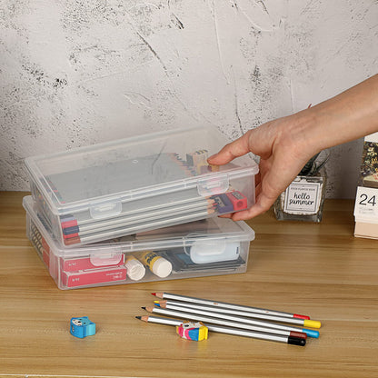 BTSKY Clear Plastic Storage Box with Flap Lid, Multipurpose Craft Organizers and Storage Box Art Supply Storage Organizer Plastic Sewing Box for