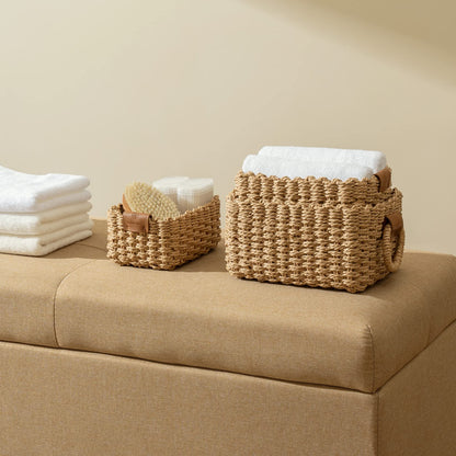 LA JOLIE MUSE Small Wicker Baskets for Organizing, Paper Rope Desert 3 Pack