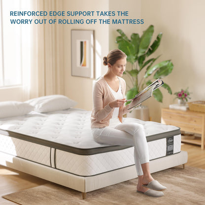 TeQsli 10 Inch King Mattress Hybrid Medium Firm 7 Zone 150x200x25cm