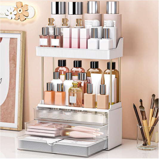 Storivo Makeup Organiser, 3 Tier Drawer, Cosmetics Organiser, Multi-function make up case, Large Vanity Organiser, Anti-Slip Design, Countertop