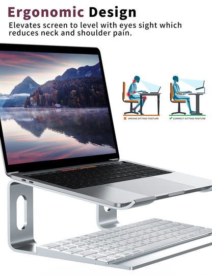 ALASHI Laptop Stand for Desk, Aluminum Computer Riser, Ergonomic Notebook Holder, Detachable Metal Laptops Elevator