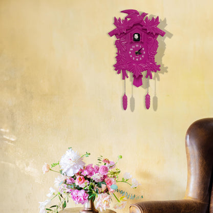 WALPLUS 20.2x37cm Pink Vinatge Cuckoo Clock With Cuckoo Call Simple Fashionable antique style Pendulum Clock Home DIY Decoration Office Accessories