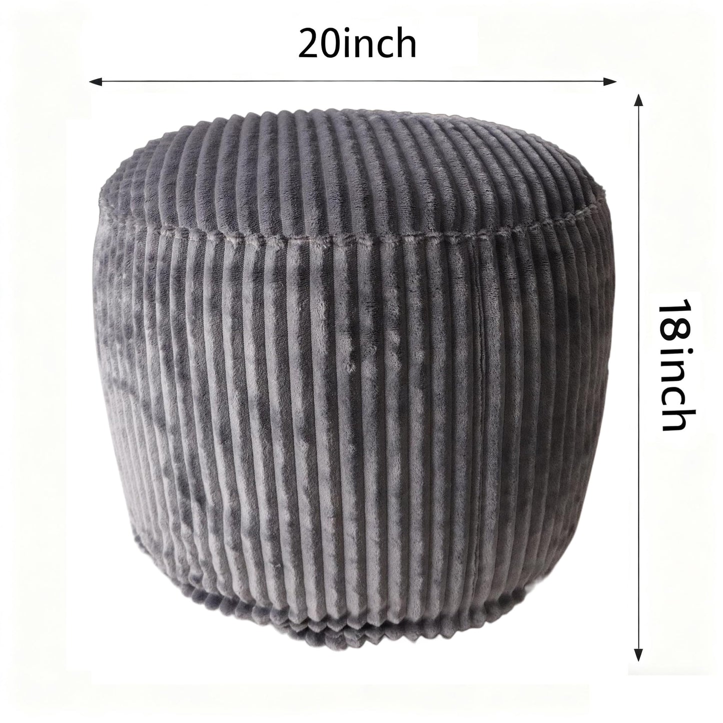 lygooh Unstuffed Footstool Bean Bag Cover Round Pouf Ottoman Foot Stool
