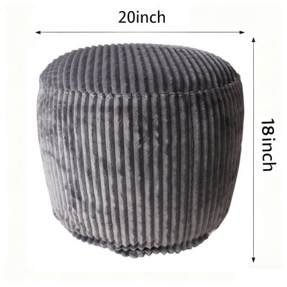 lygooh Unstuffed Footstool Bean Bag Cover Round Pouf Ottoman Foot Stool