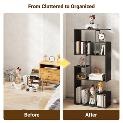 Manora Black Bookshelf 3 Tier Slim Freestanding Room Divider Shelves