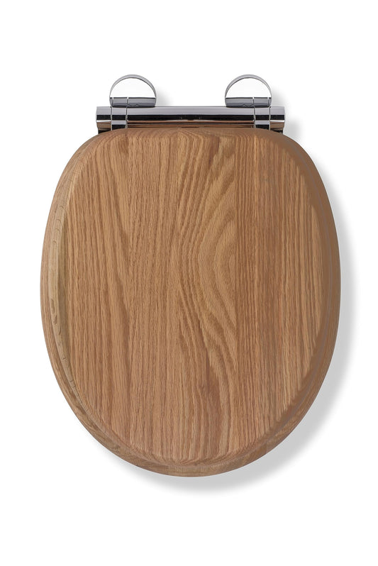 Croydex Rutland Flexi-Fix Soft Close Wooden Toilet Seat - Quick Release Button for Easy Cleaning, Adjustable Hinges with Top and Bottom Fixings,