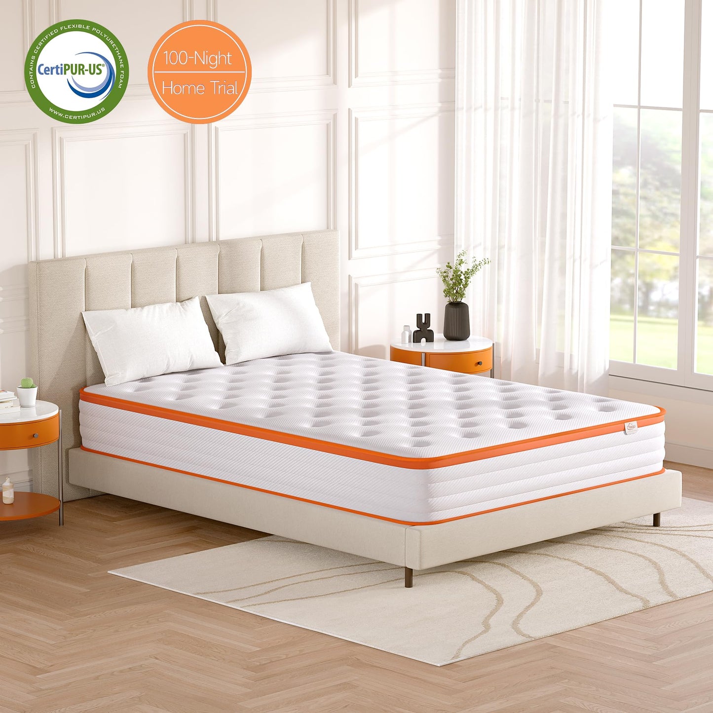 TeQsli King Mattress 5FT, 18cm Hybrid Pocket Sprung Mattress King - Medium Firm - Ideal for Guest Beds- OEKO-TEX Certified Fabric 150x200x18 cm