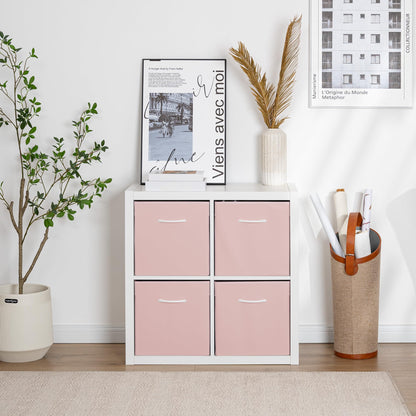 StorageWorks Pink Storage Cubes, Storage Cube Boxes with Handle, Cube Storage Basket for Shelves, Fabric Organiser Boxes for Wardrobe