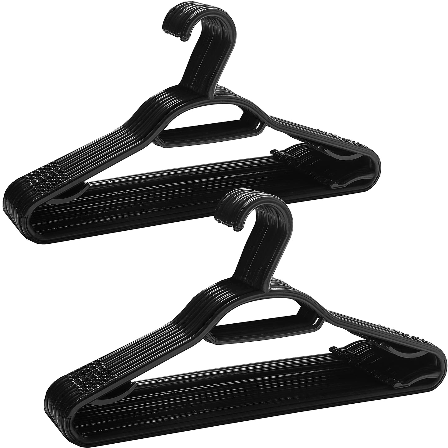 KEPLIN 60 Pack 5-in-1 Clothes Hangers – Adult Plastic Coat Hangers for Wardrobe – Space Saving Storage Organiser Hangers with Tie Bar, Strap Hooks