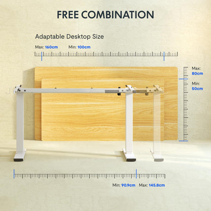 FLEXISPOT Height Adjustable Electric Standing Desk Frame Ergonomic Sit-stand Workstation with Memory Smart Panel EN1(2 Stage | White)