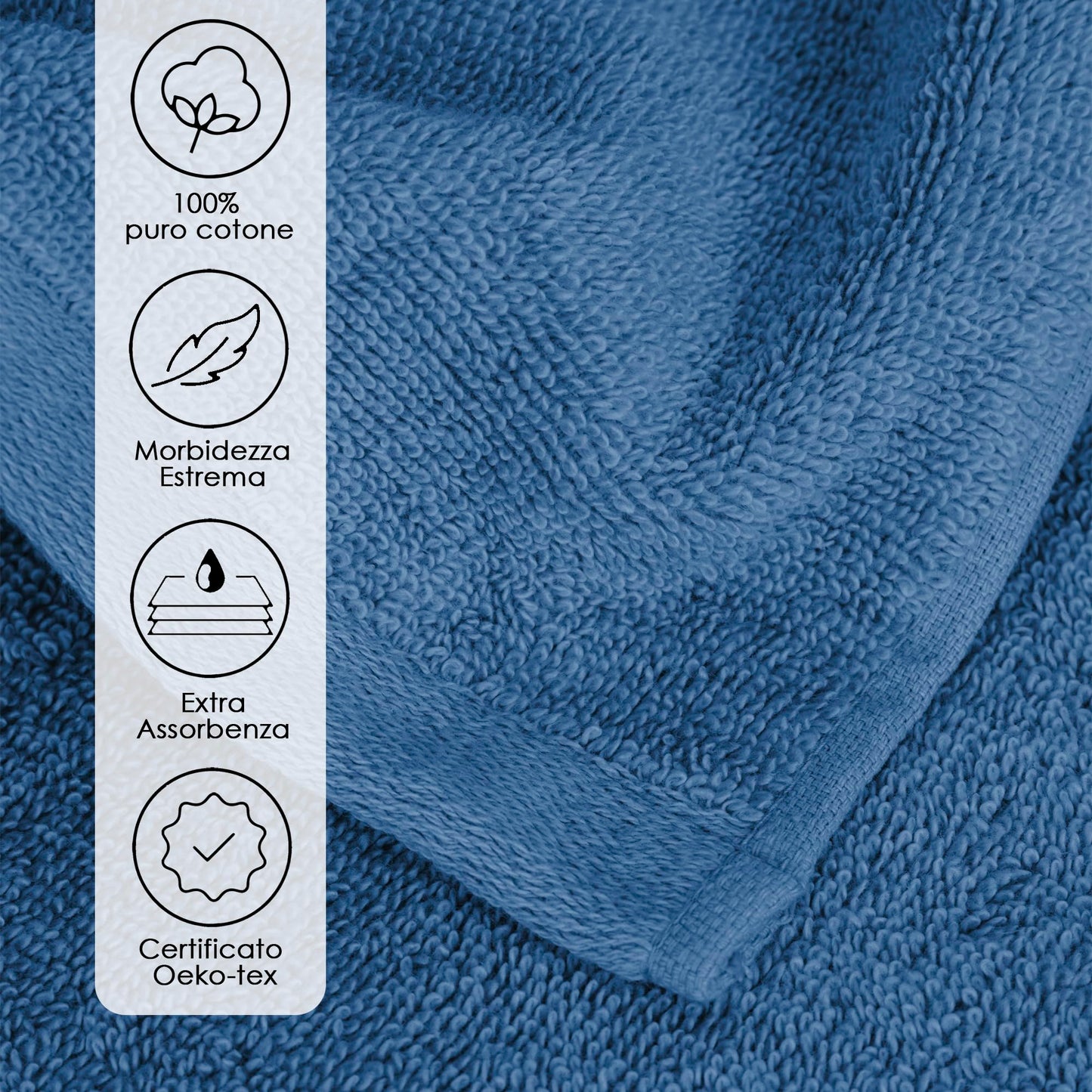 Ruggeri 4 Piece Guest Towel Set, 40x50 cm, Soft Cotton, Blue